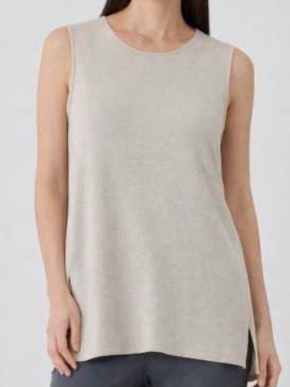 Eileen Fisher Italian Wool Sleeveless Knit Shell Tank in Oatmeal Size Petite L